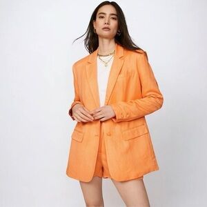 🌻ASHLEY PARK x RTR Orange Long Line Linen Blazer Size XL | $295 Retail